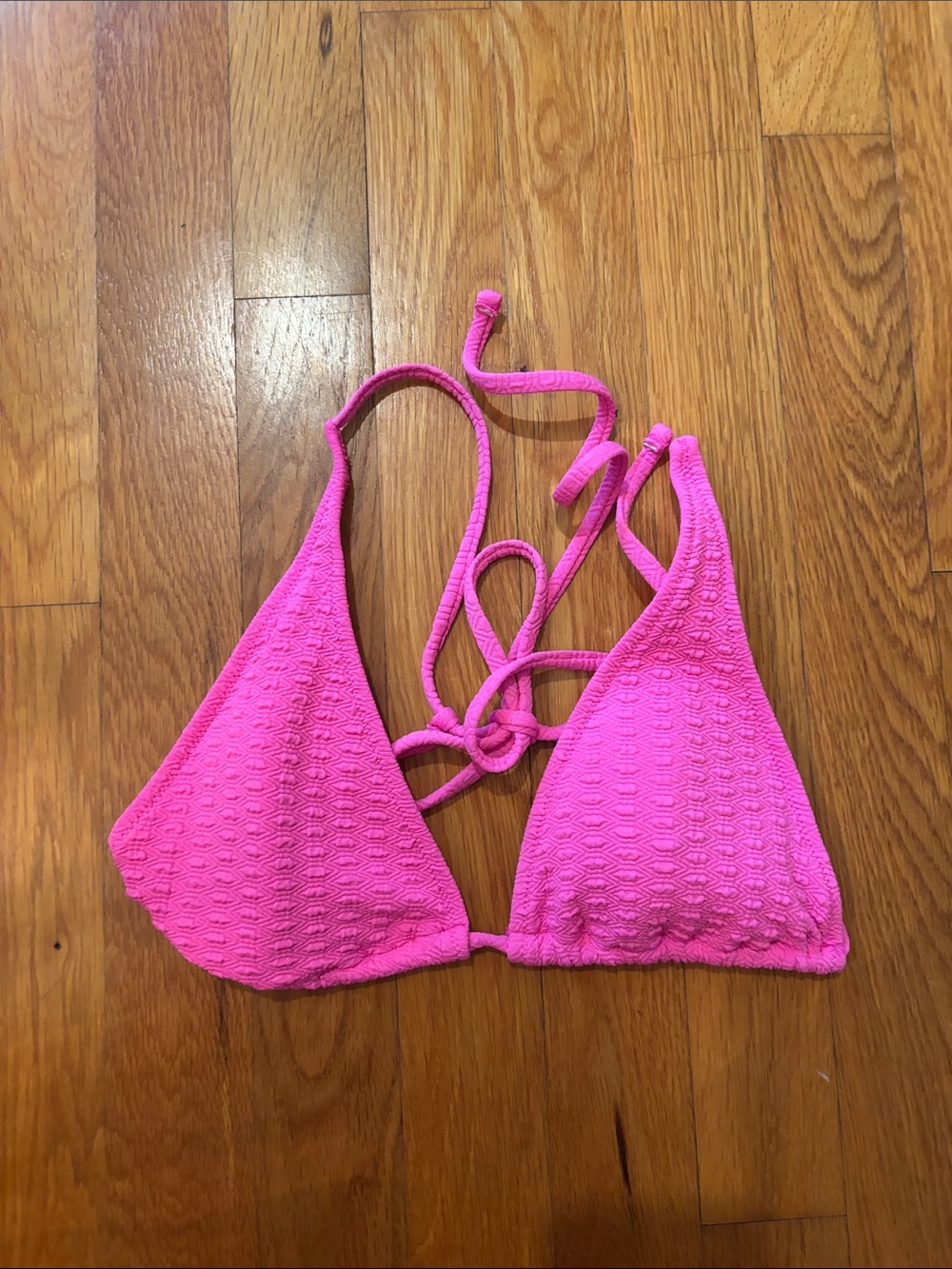 Roxy Bright Pink Textured Triangle Bikini Top
